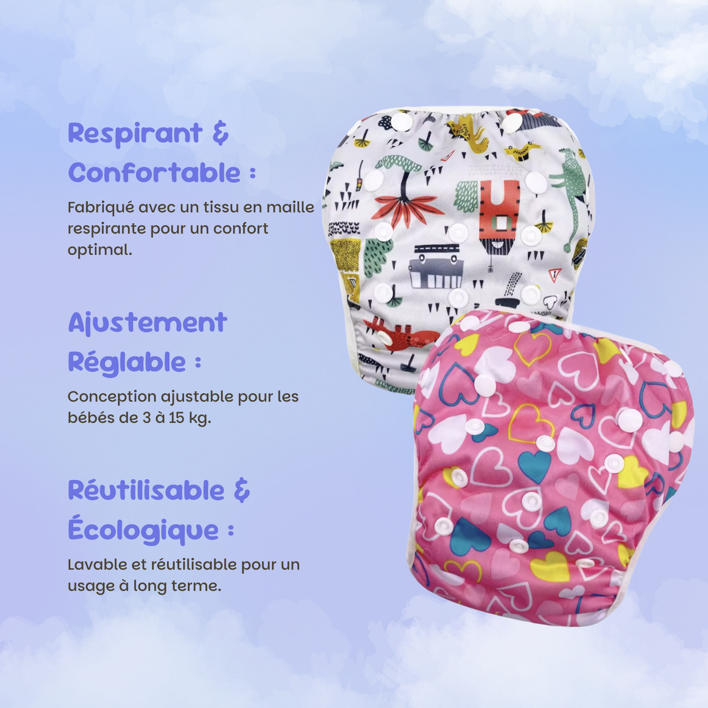 Couche-culotte de piscine réutilisable